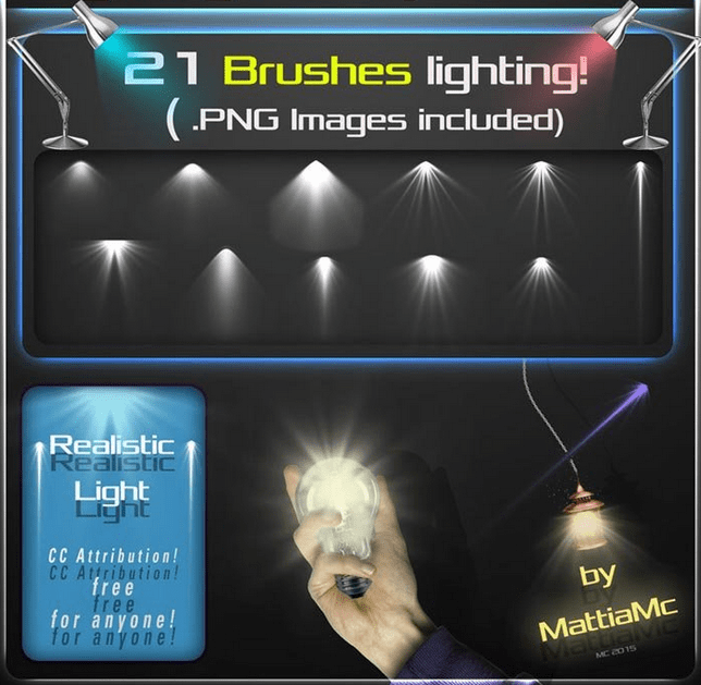 21种灯光照射、舞台打光效果Photoshop笔刷素材